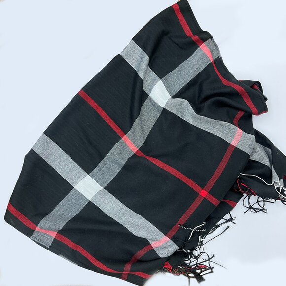 Classic Plaid Scarf | Pashmina - Picture 3 of 3